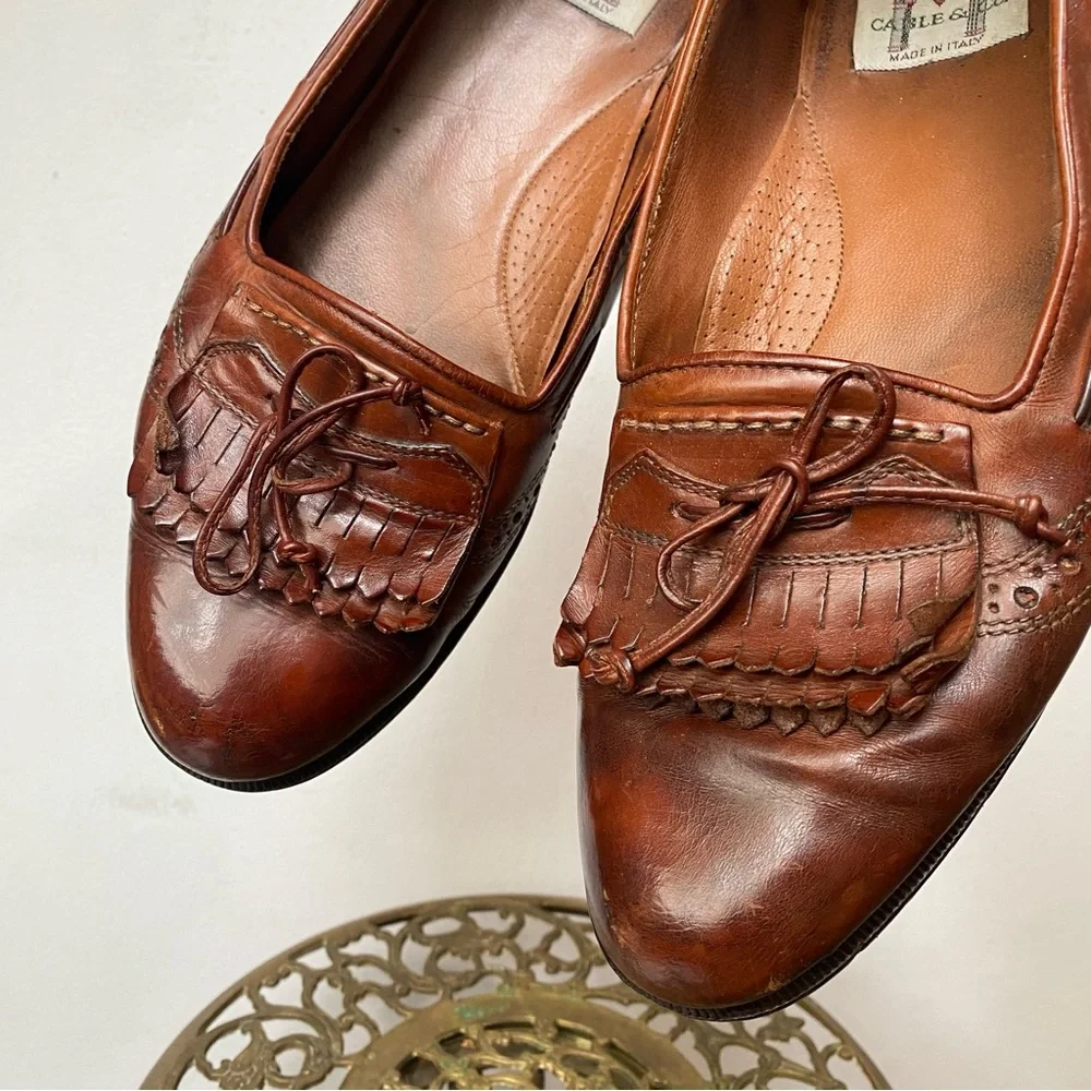 🍄 3/$30 Vintage Leather Tassel Loafers Made in Italy